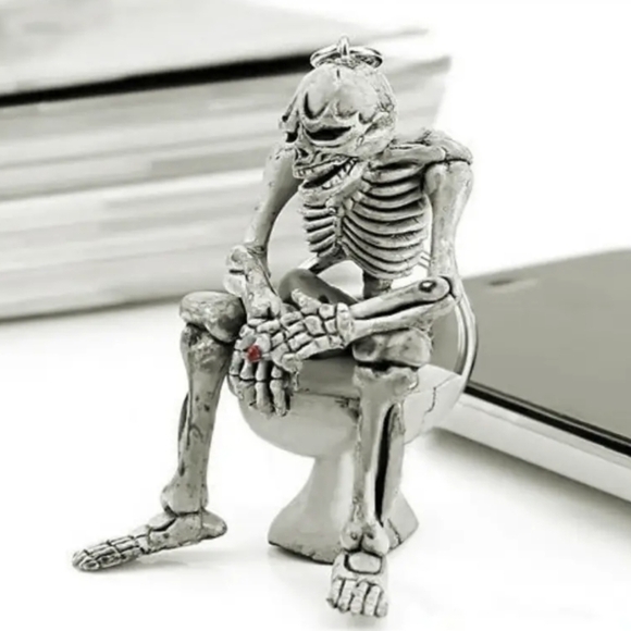 New Creative Car Keyring Keychain Key Chain Skull Skeleton Cigar Toilet - Picture 1 of 4
